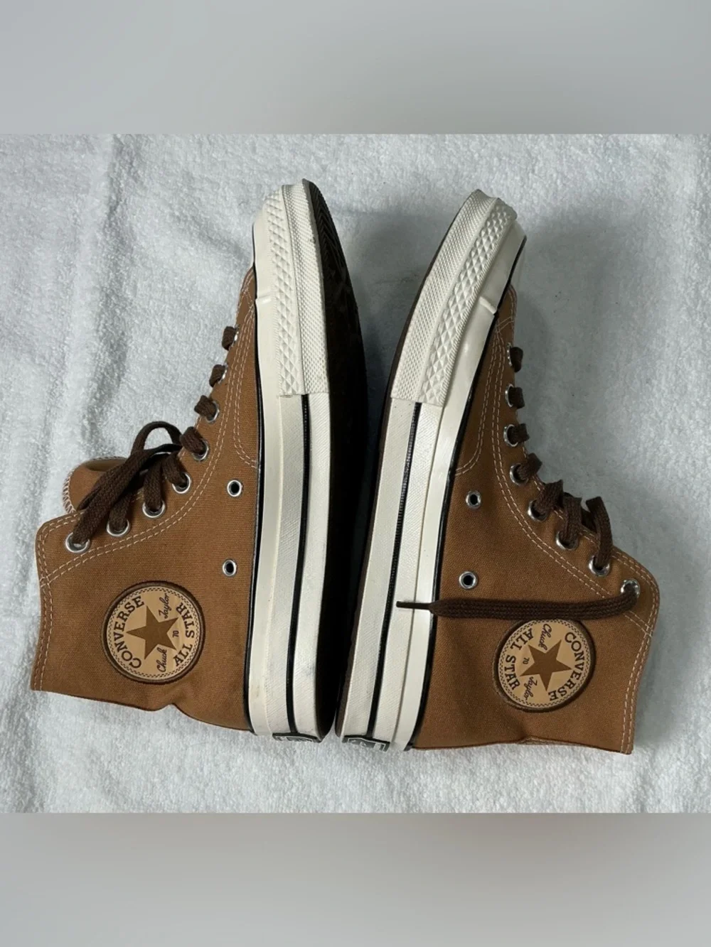 Converse Men’s High-Top Sneakers in Brown and White - Picture 6 of 8